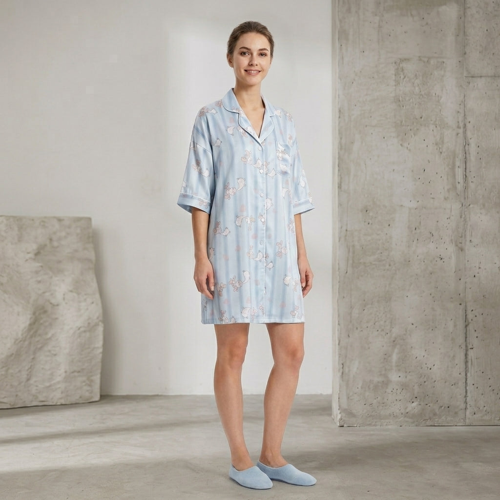 Powder Blue Giraffe Print Night Shirt