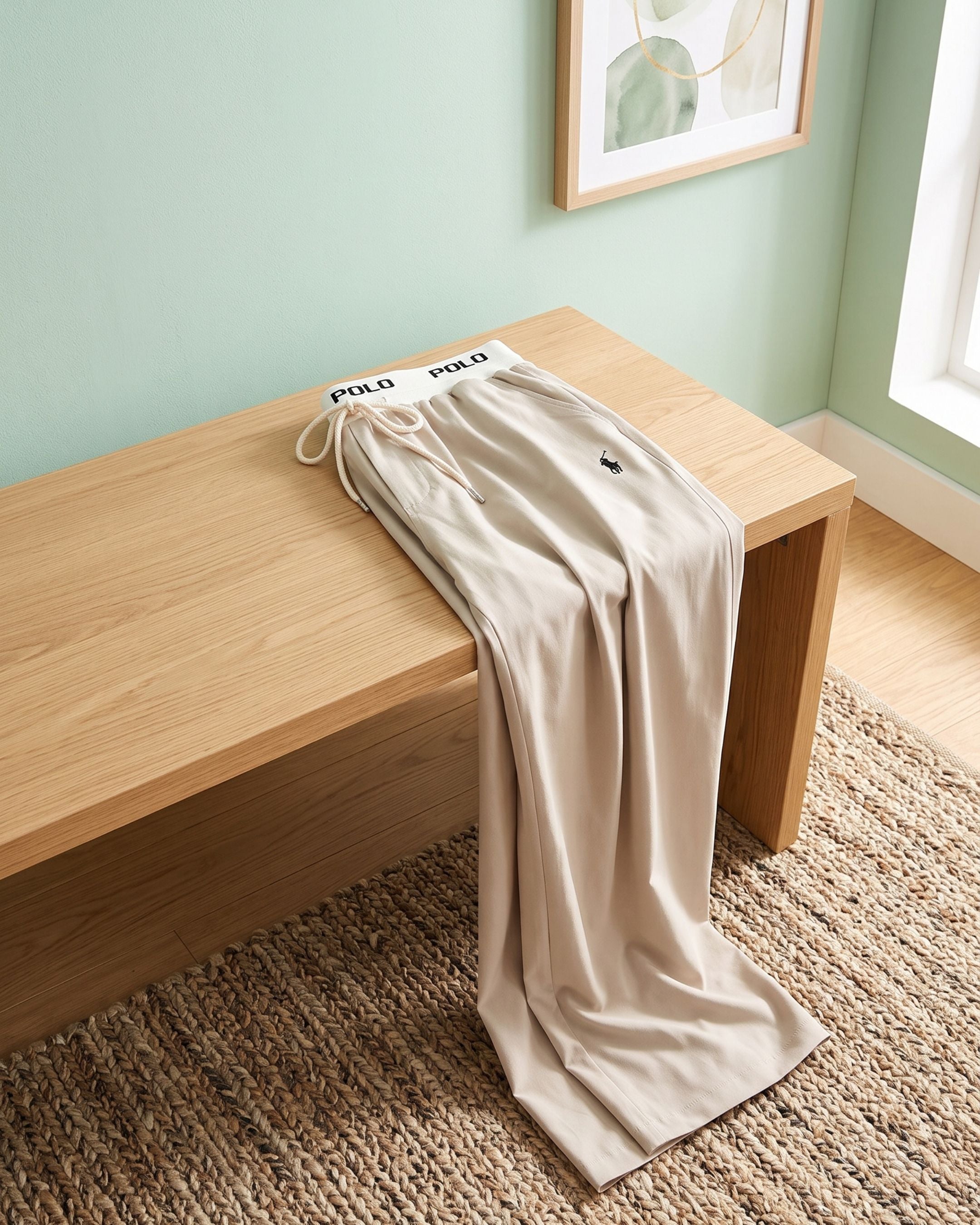 Women's Polo Logo Elastic Waist Wide Leg Trousers