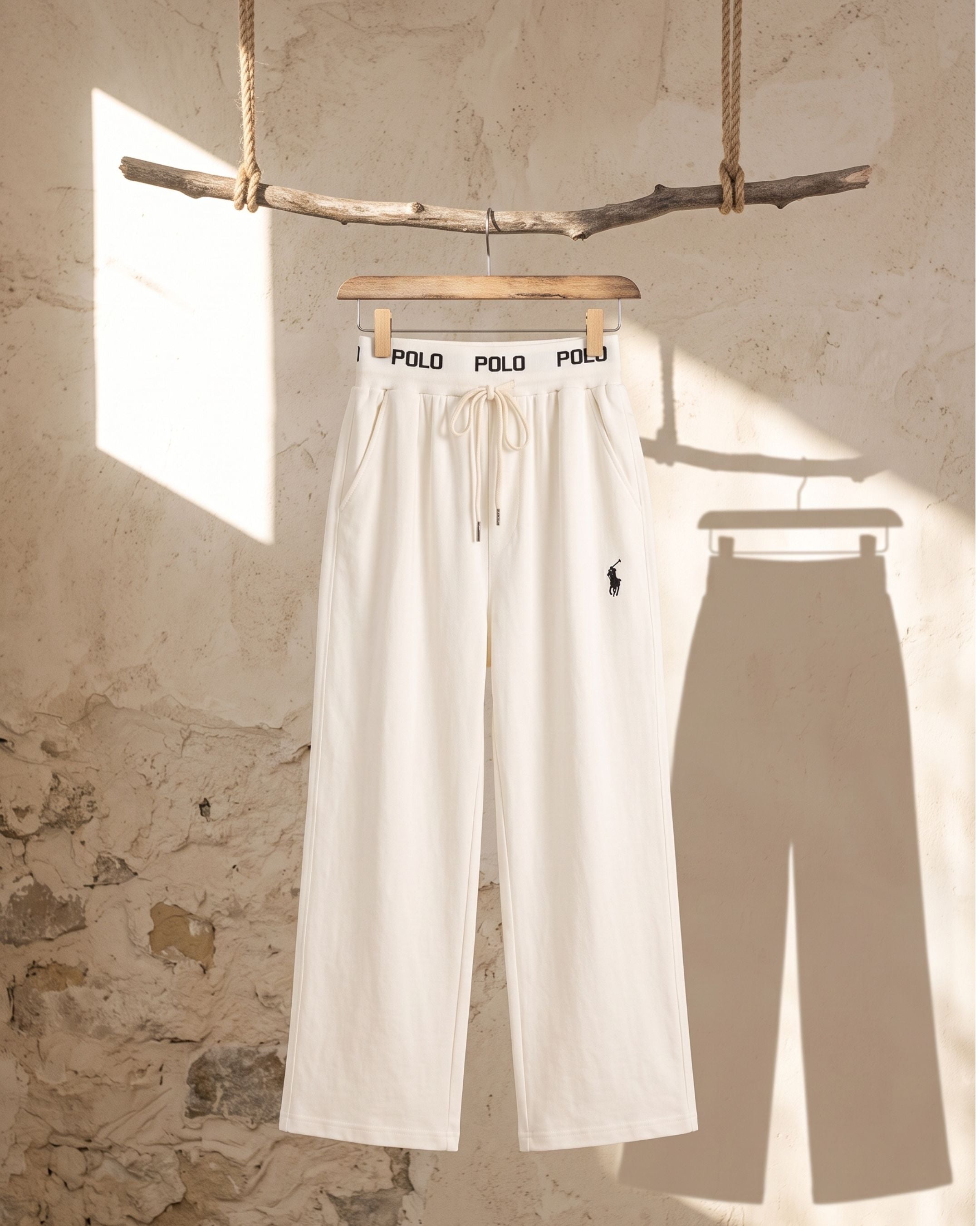 Women's Polo Logo Elastic Waist Wide Leg Trousers