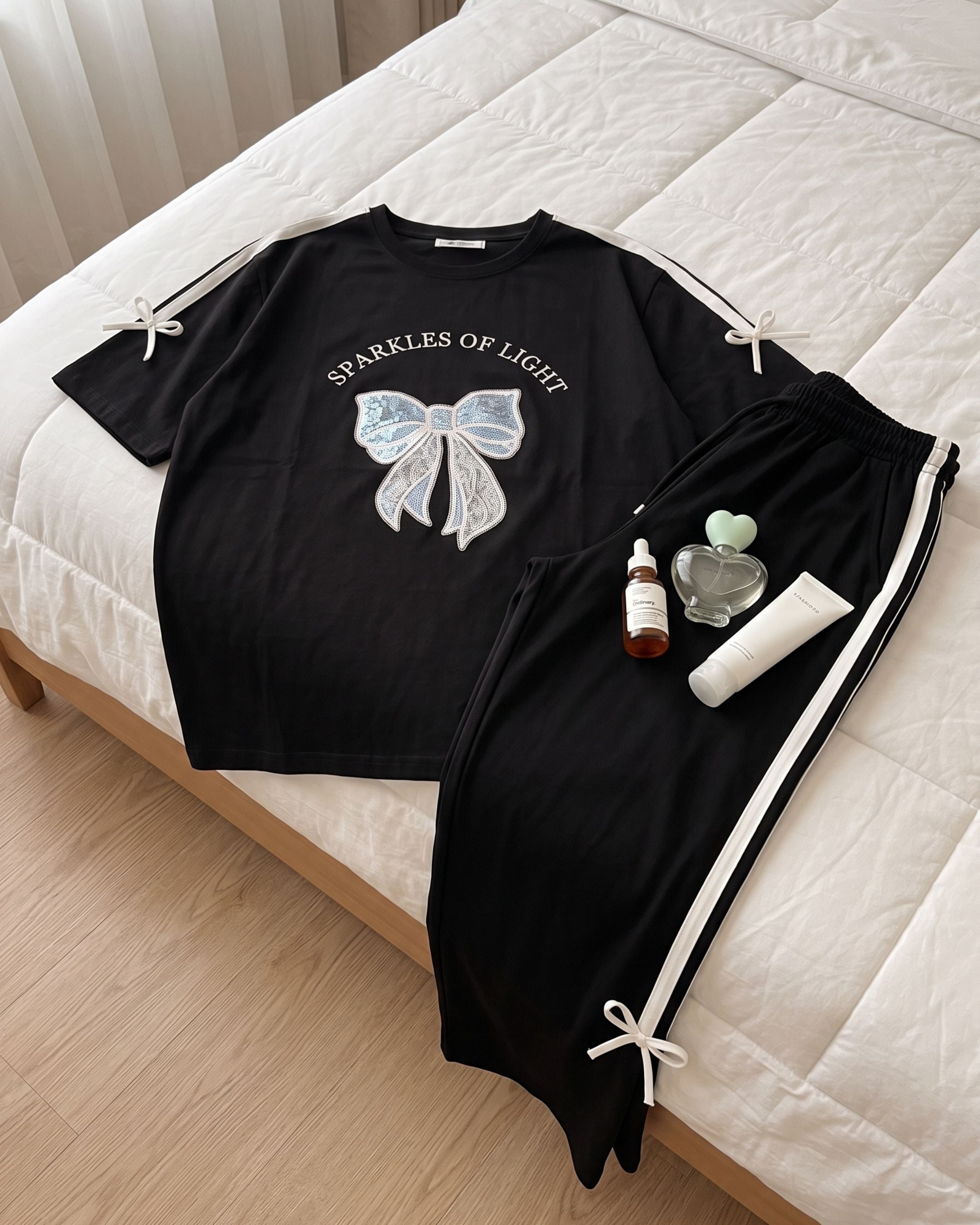Women's Graphic Bow Two-Piece Loungewear Set