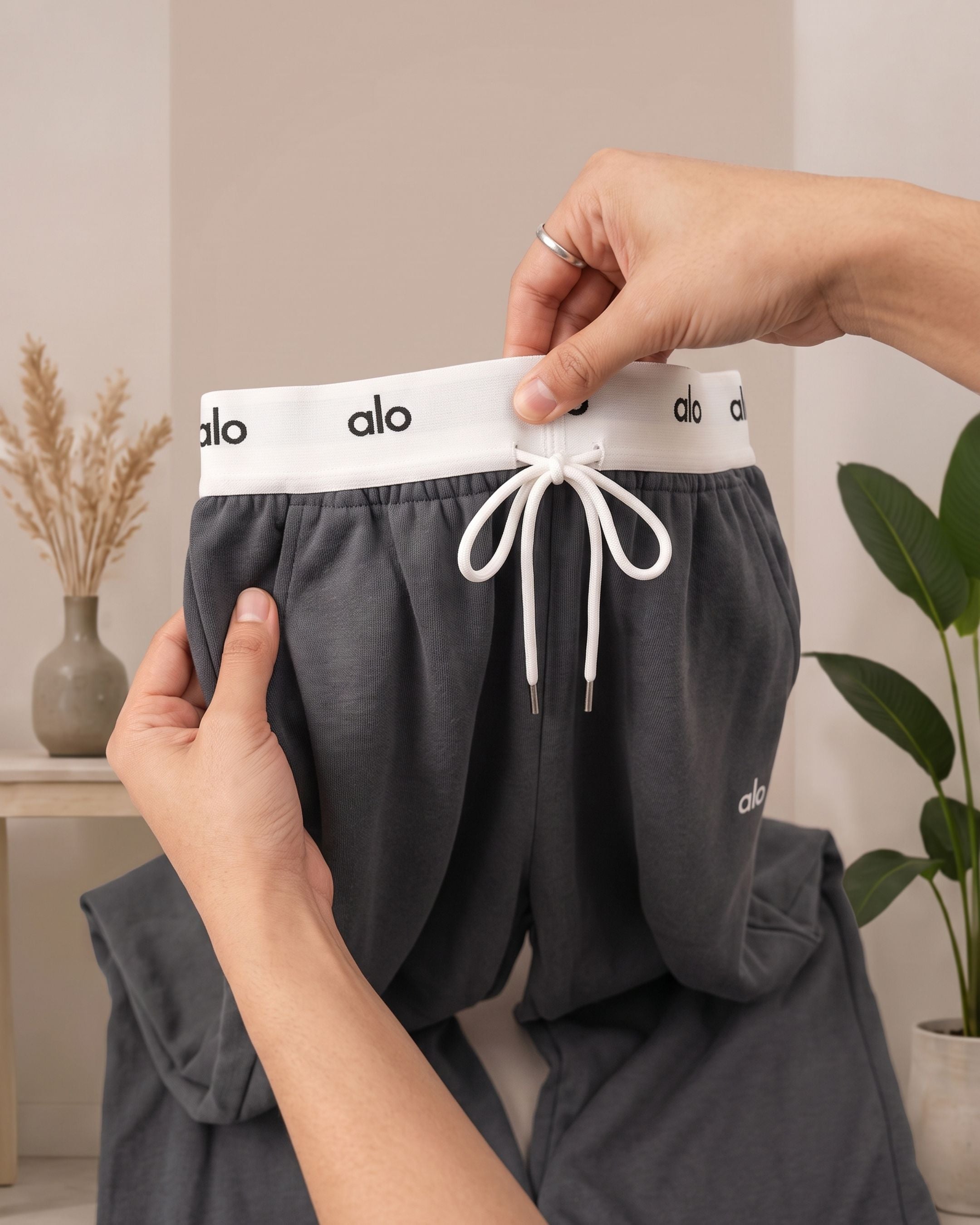 Women’s Branded Waistband Wide-Leg Athleisure Trousers
