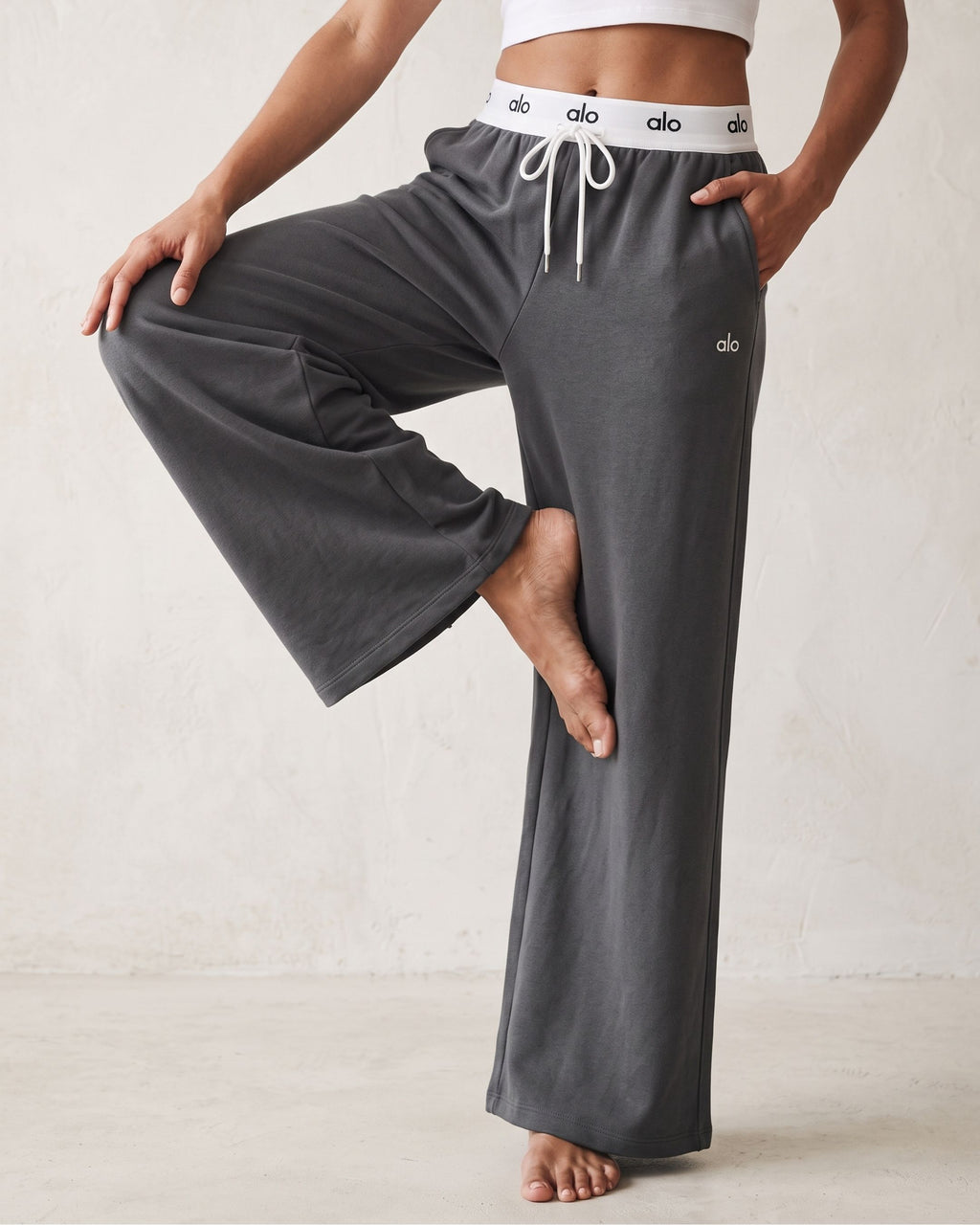 Women’s Branded Waistband Wide-Leg Athleisure Trousers