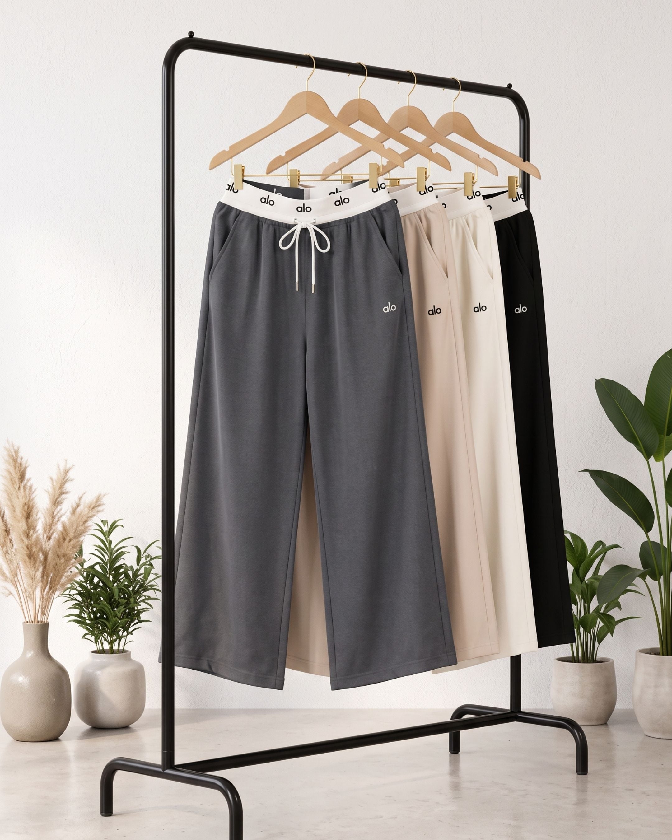 Women’s Branded Waistband Wide-Leg Athleisure Trousers