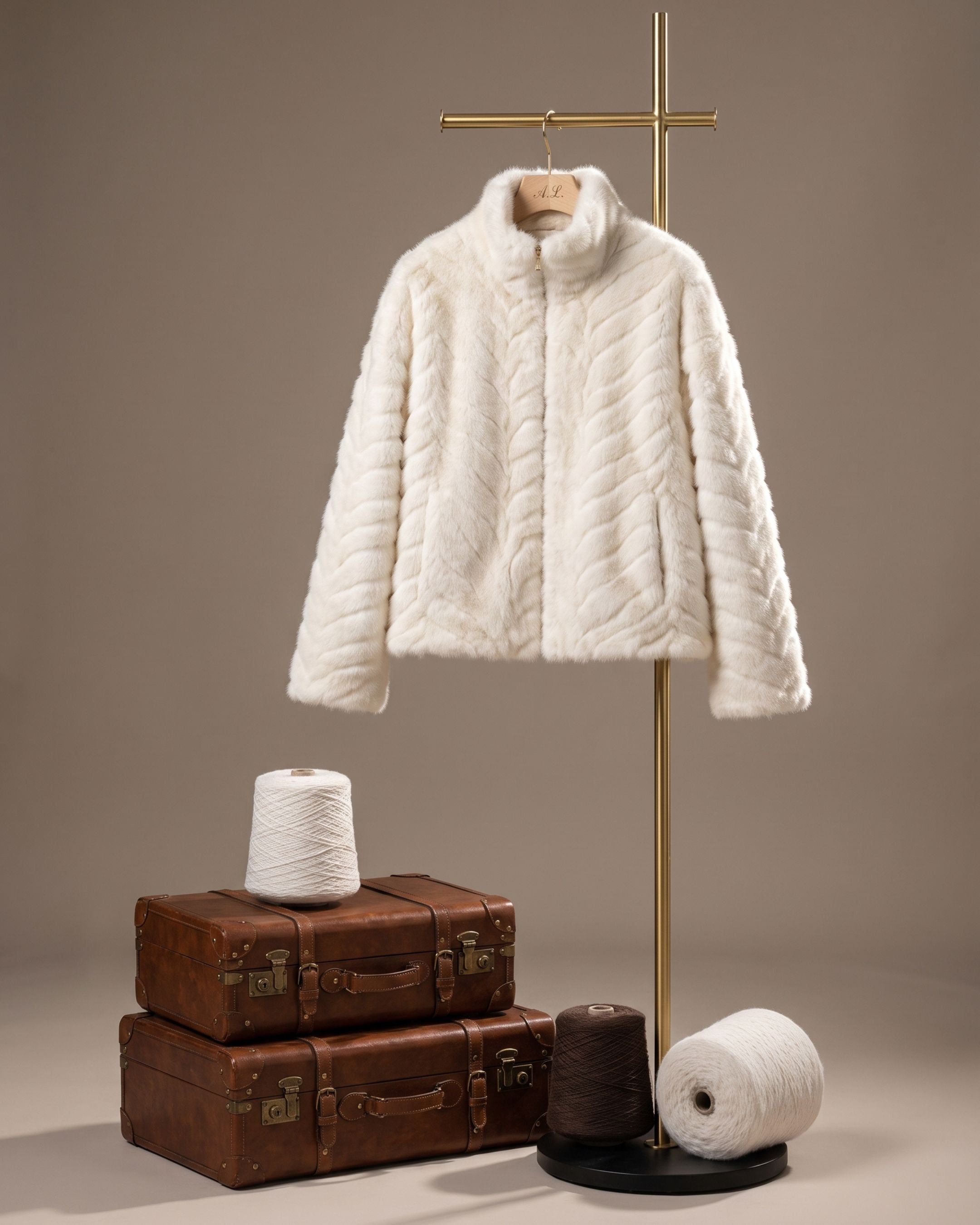 Women's Plush Chevron Textured Zip Jacket (White) HHX895