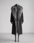 Women's Cable Knit Fur-Trimmed Long Coat (Black) LH7119