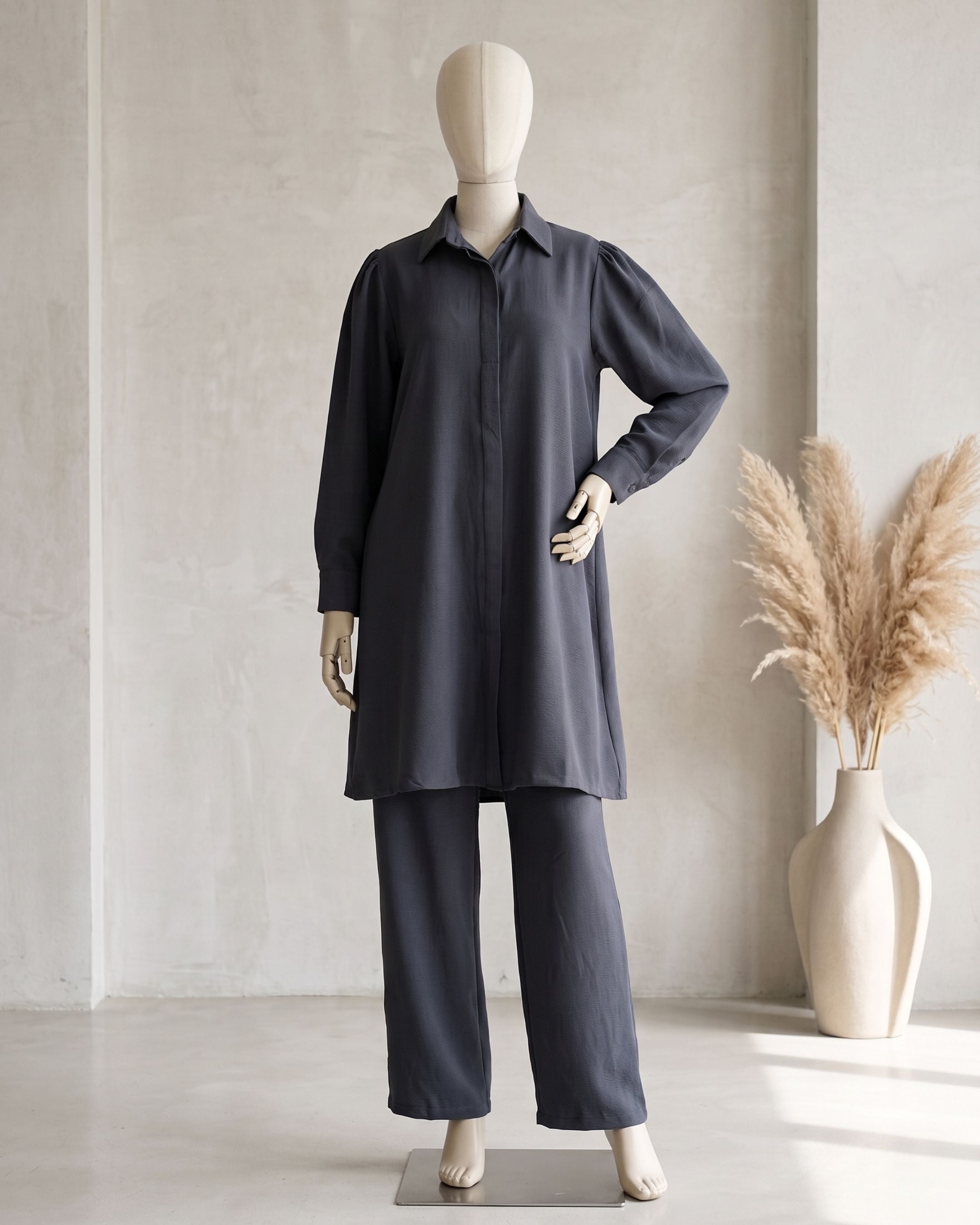 Two-Piece Button-Down Shirt and Trouser Set
