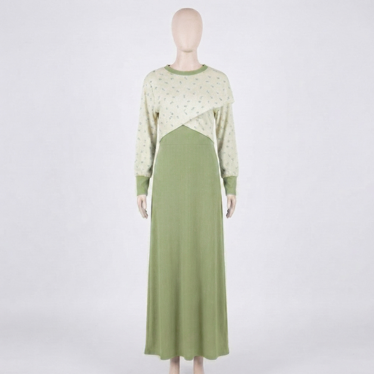 Botanical Print Crop Top & Maxi Ensemble (VG1694)