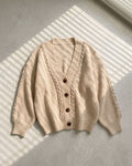 Women's Oversized Braided Trim Knit Cardigan (Beige/Light Skin) LB5871