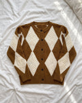 Women's Textured Diamond Knit Cardigan (Brown) LS854