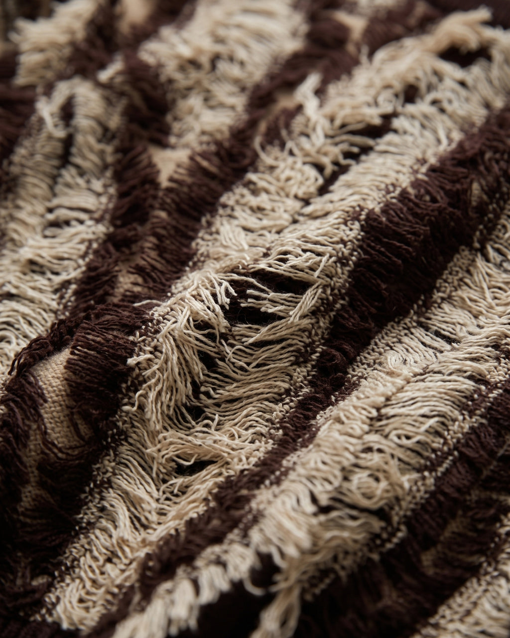 Women's Textured Fringe Distressed Knit Sweater (Brown) V260507