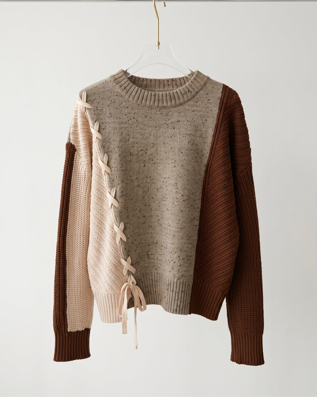 Women's Lace-Up Sweater (Beige skin) V206508