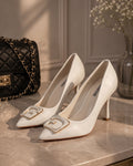 Glamorous Gold Rhinestone Slingback Heels (11-66)