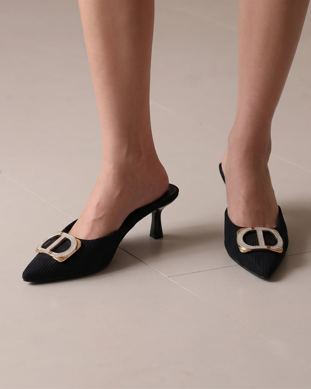 Celestial Gold Rhinestone Slingback Heels