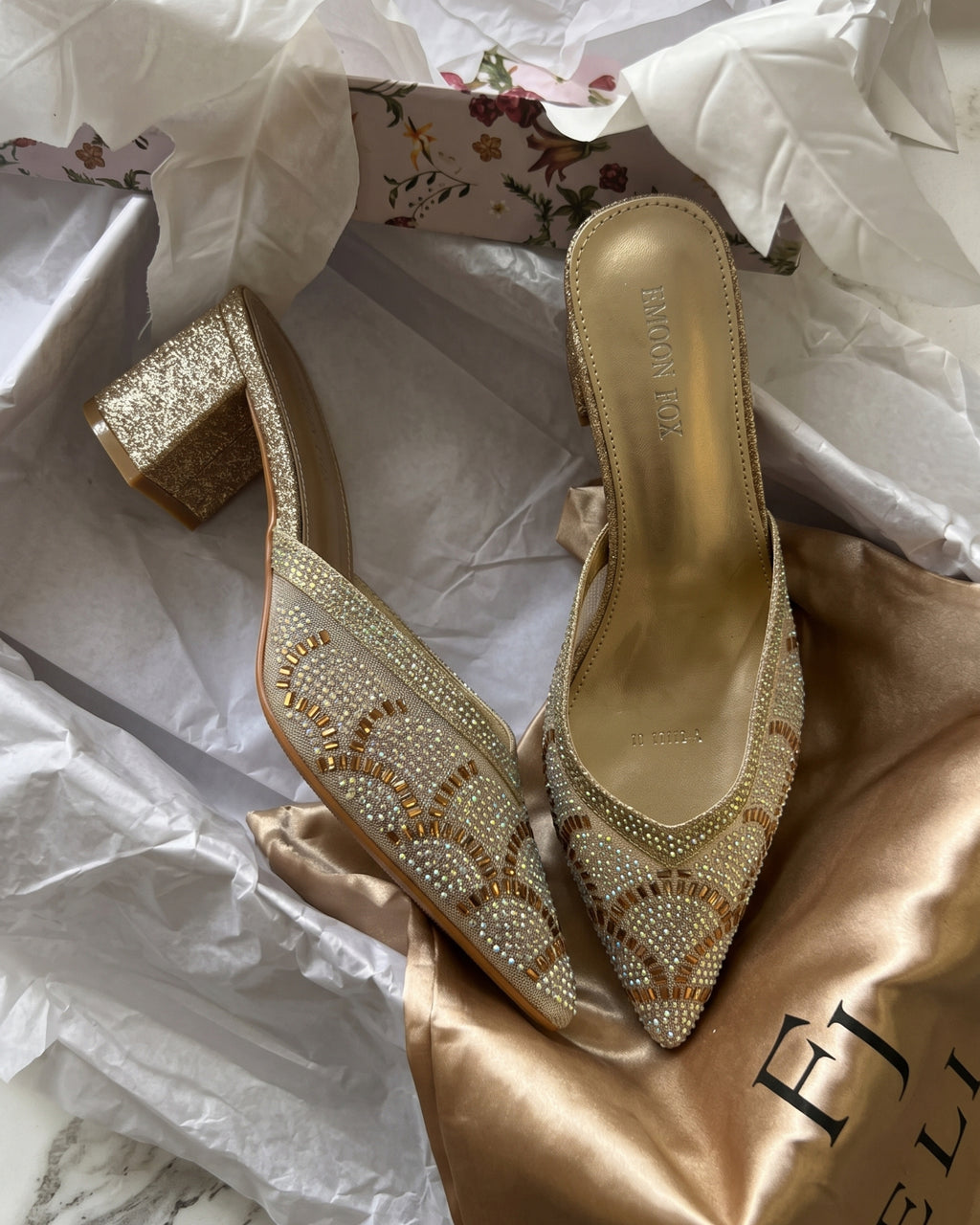 Olden Glam Crystal Slingback Stilettos