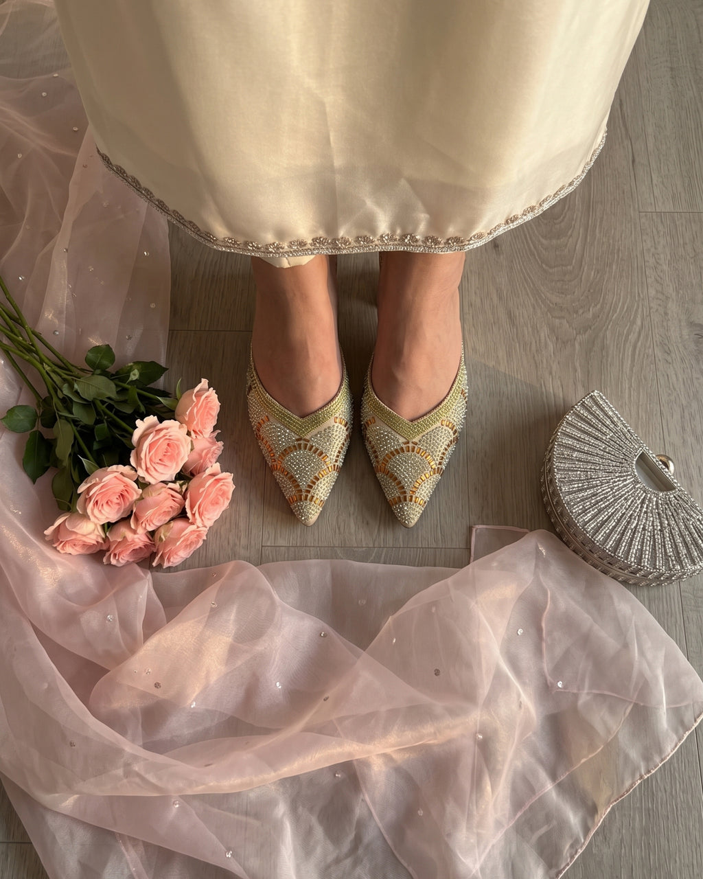 Olden Glam Crystal Slingback Stilettos