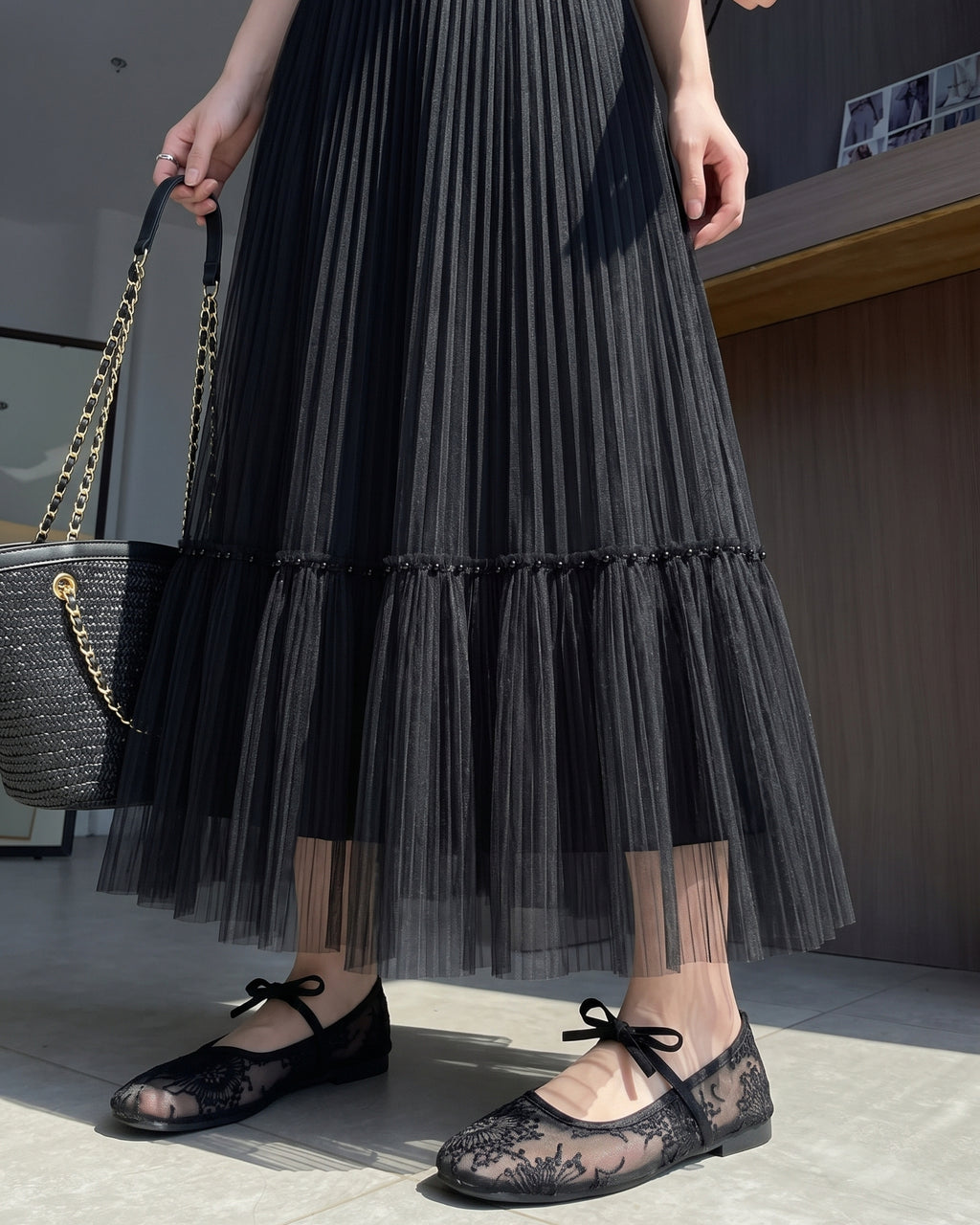 Whimsical Pleated Tier Skirt (3621)