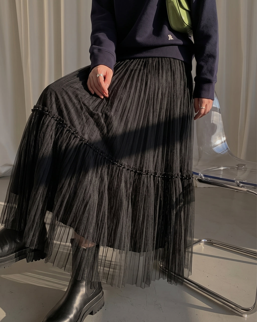 Whimsical Pleated Tier Skirt (3621)