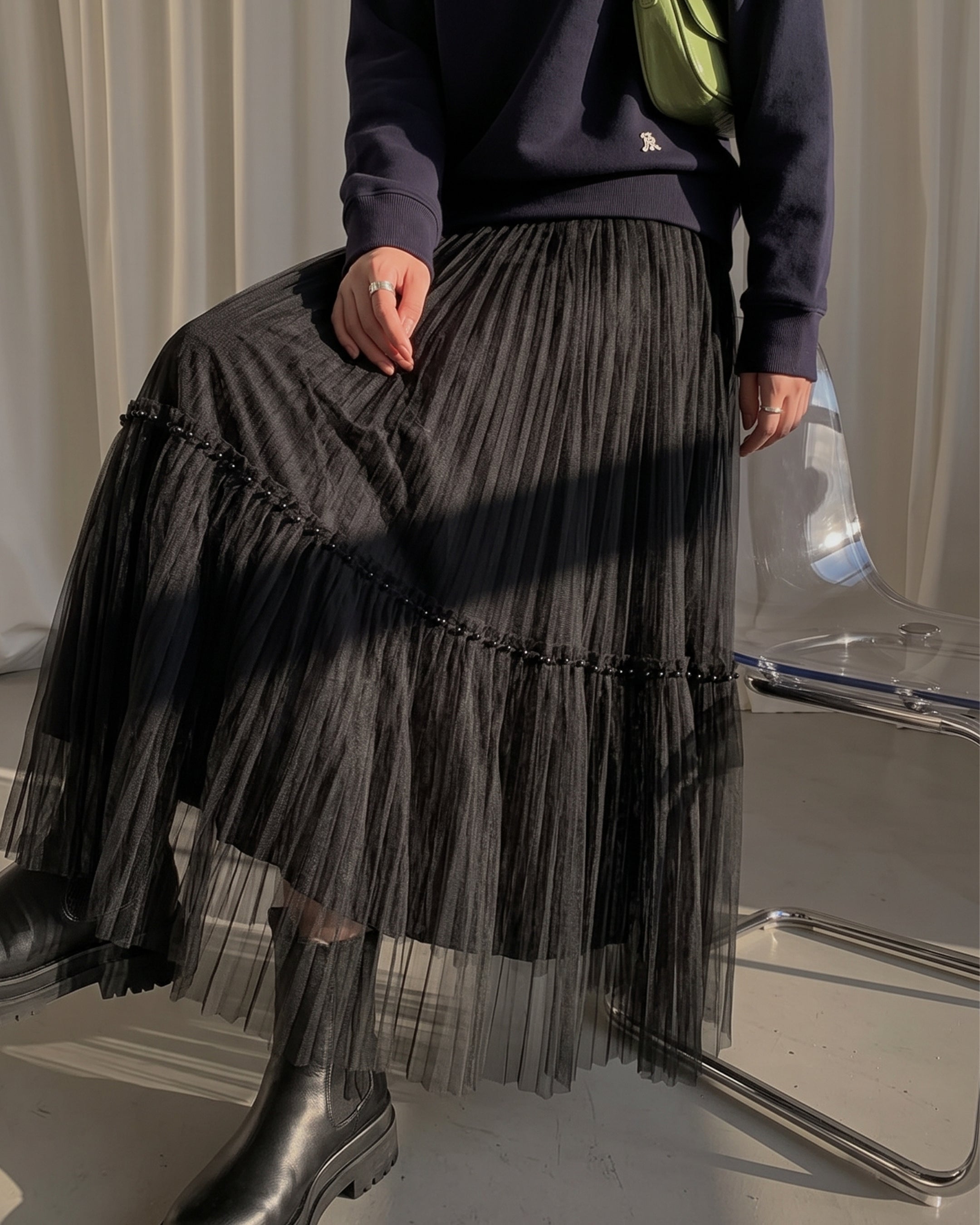 Whimsical Pleated Tier Skirt (3621)