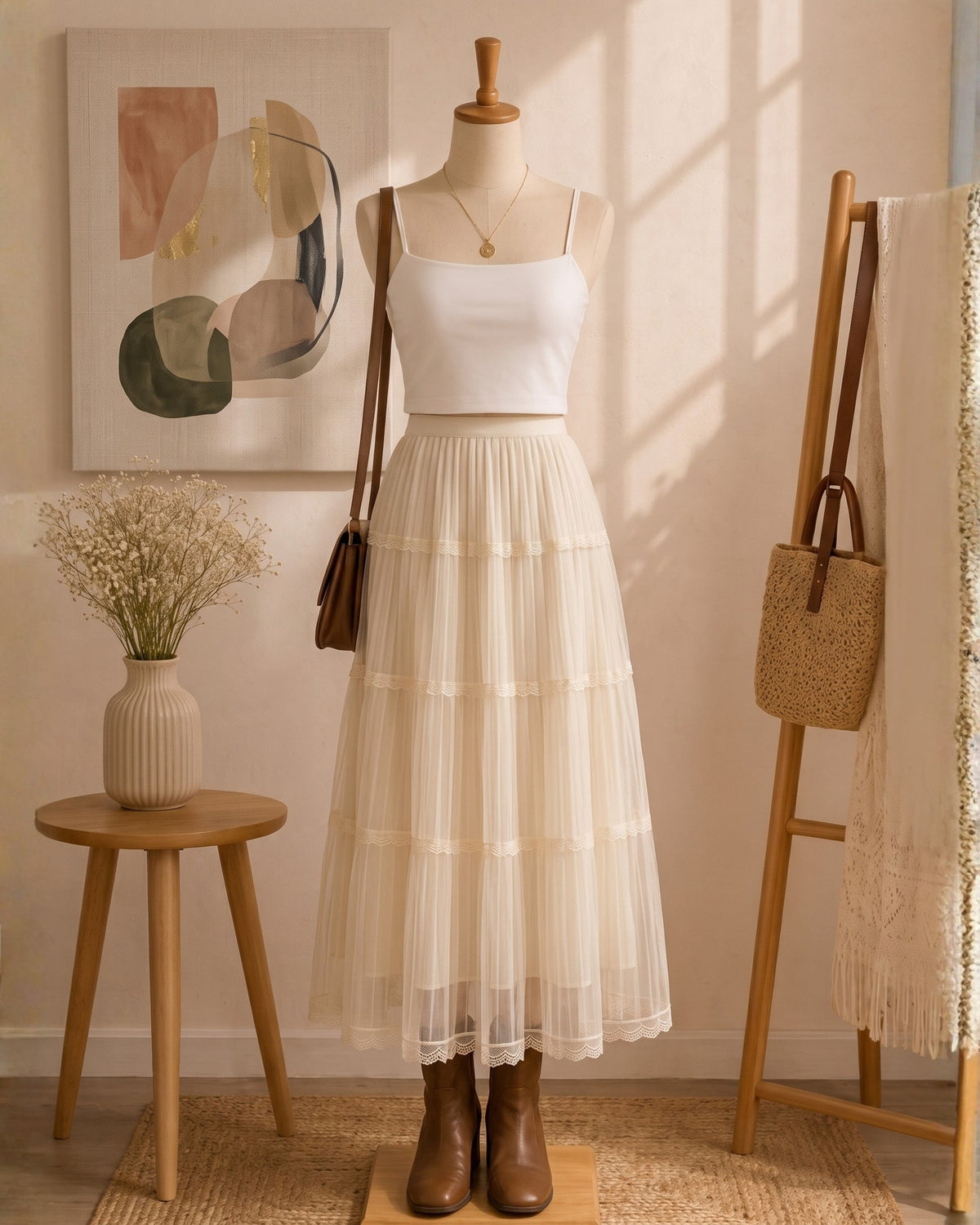 Ethereal Pleated Flare Skirt (2515)
