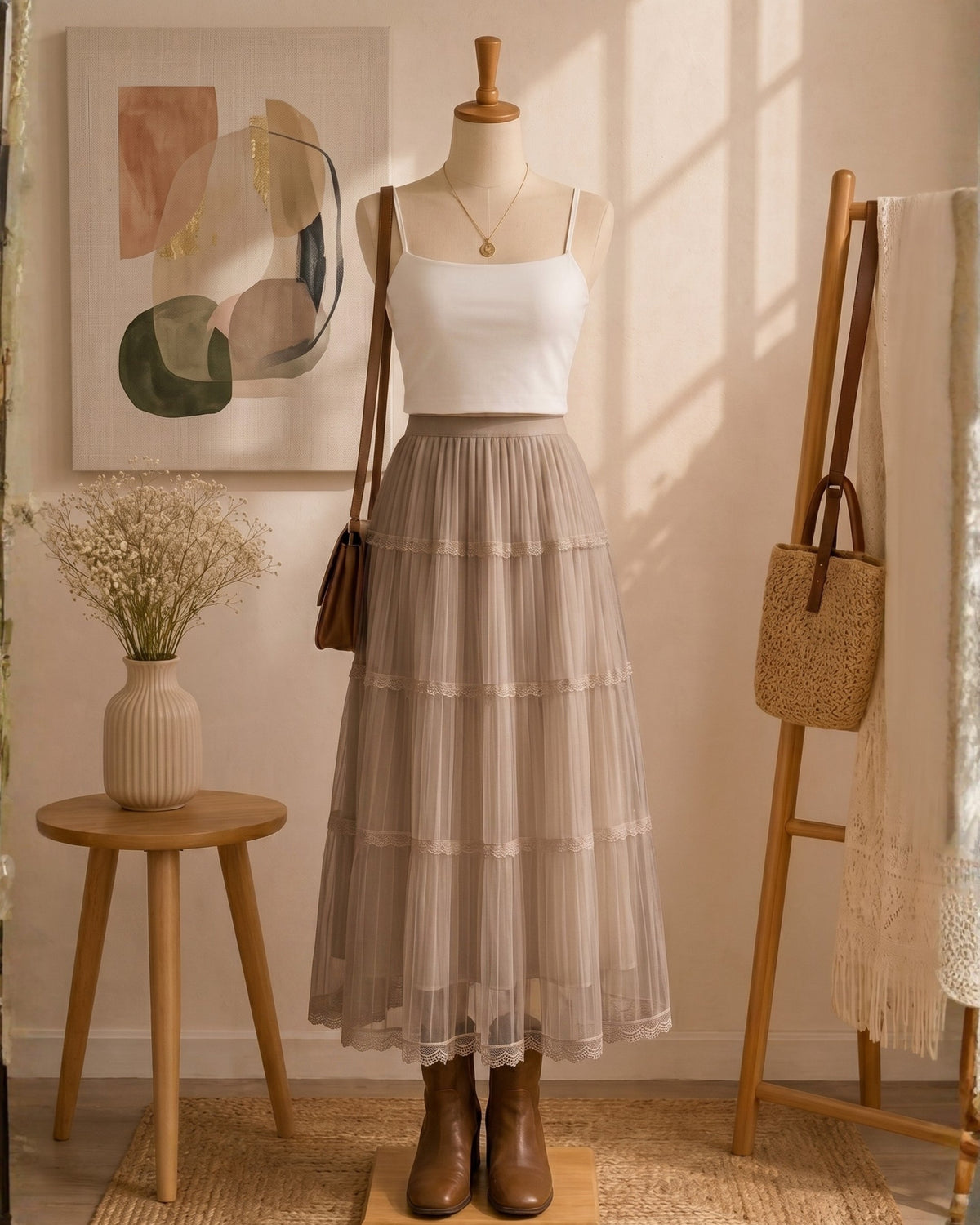 Ethereal Pleated Flare Skirt (2515)