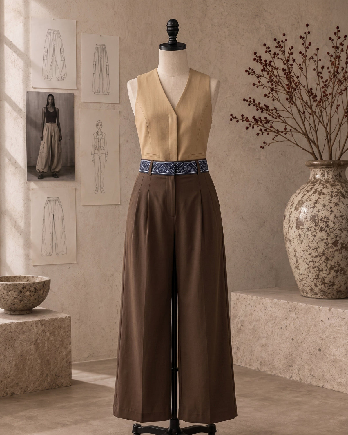 Wide Leg Pleated Trouser (TS-519)