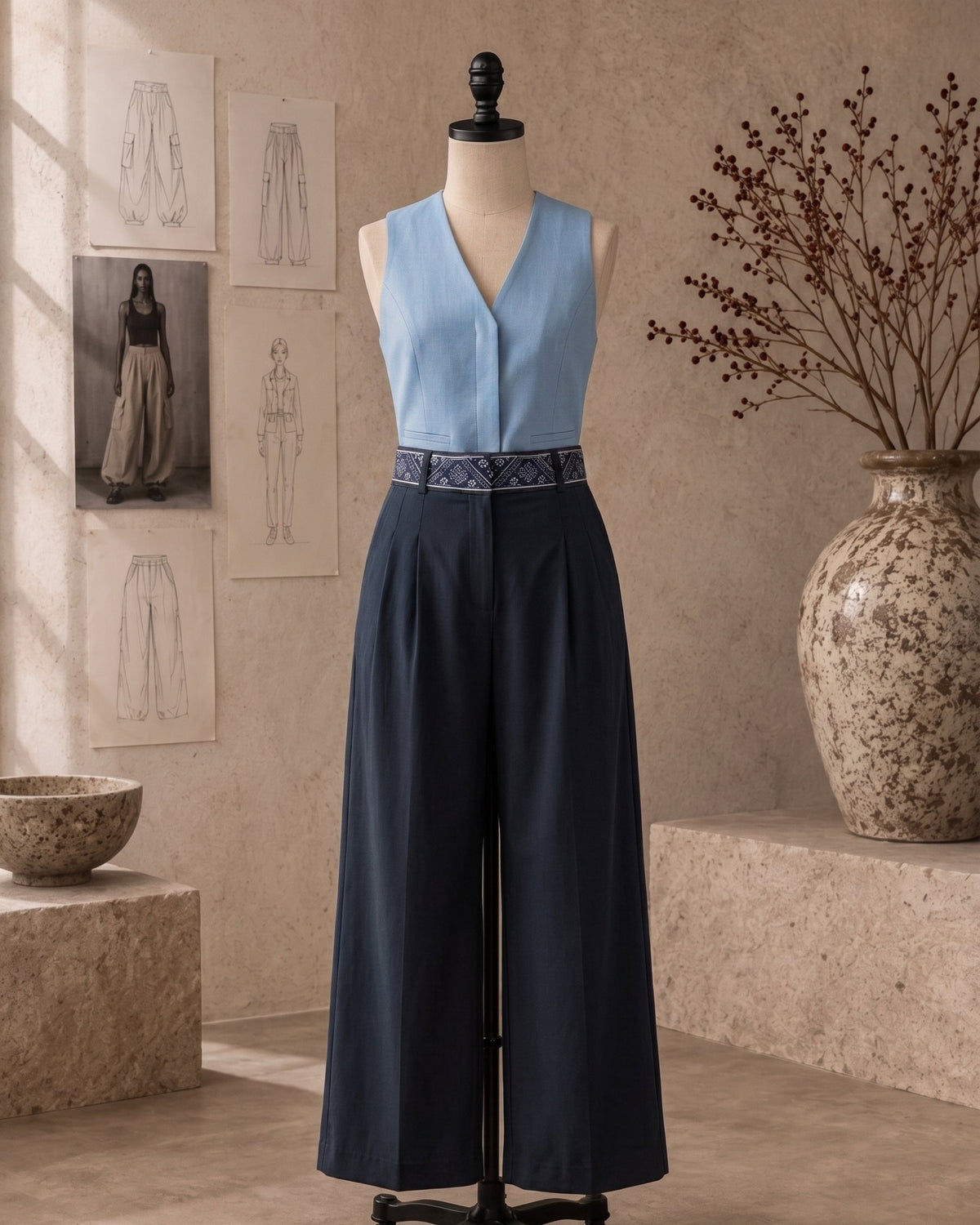 Wide Leg Pleated Trouser (TS-519)