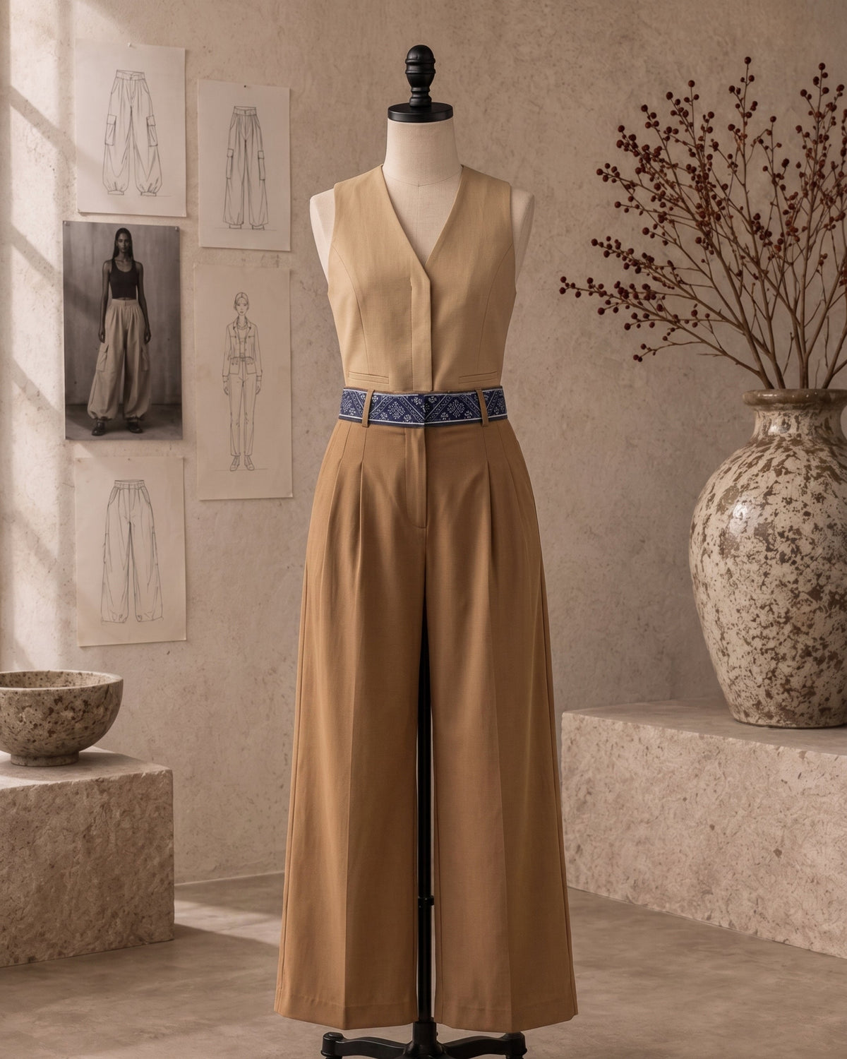 Wide Leg Pleated Trouser (TS-519)