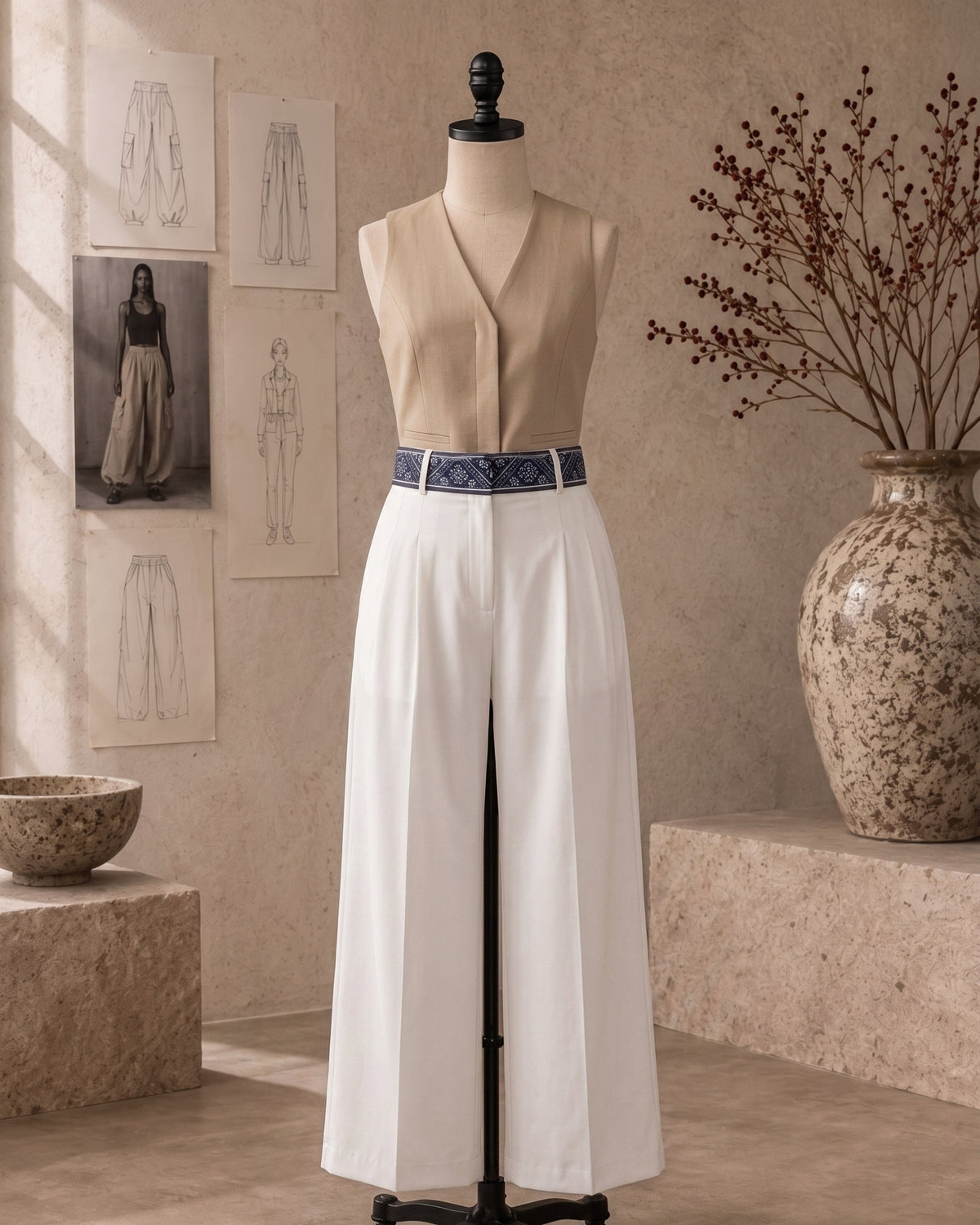 Wide Leg Pleated Trouser (TS-519)