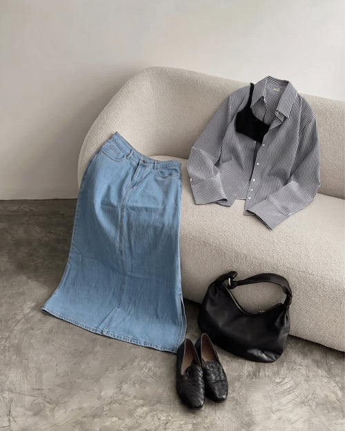 Denim Skirt Side Cut
