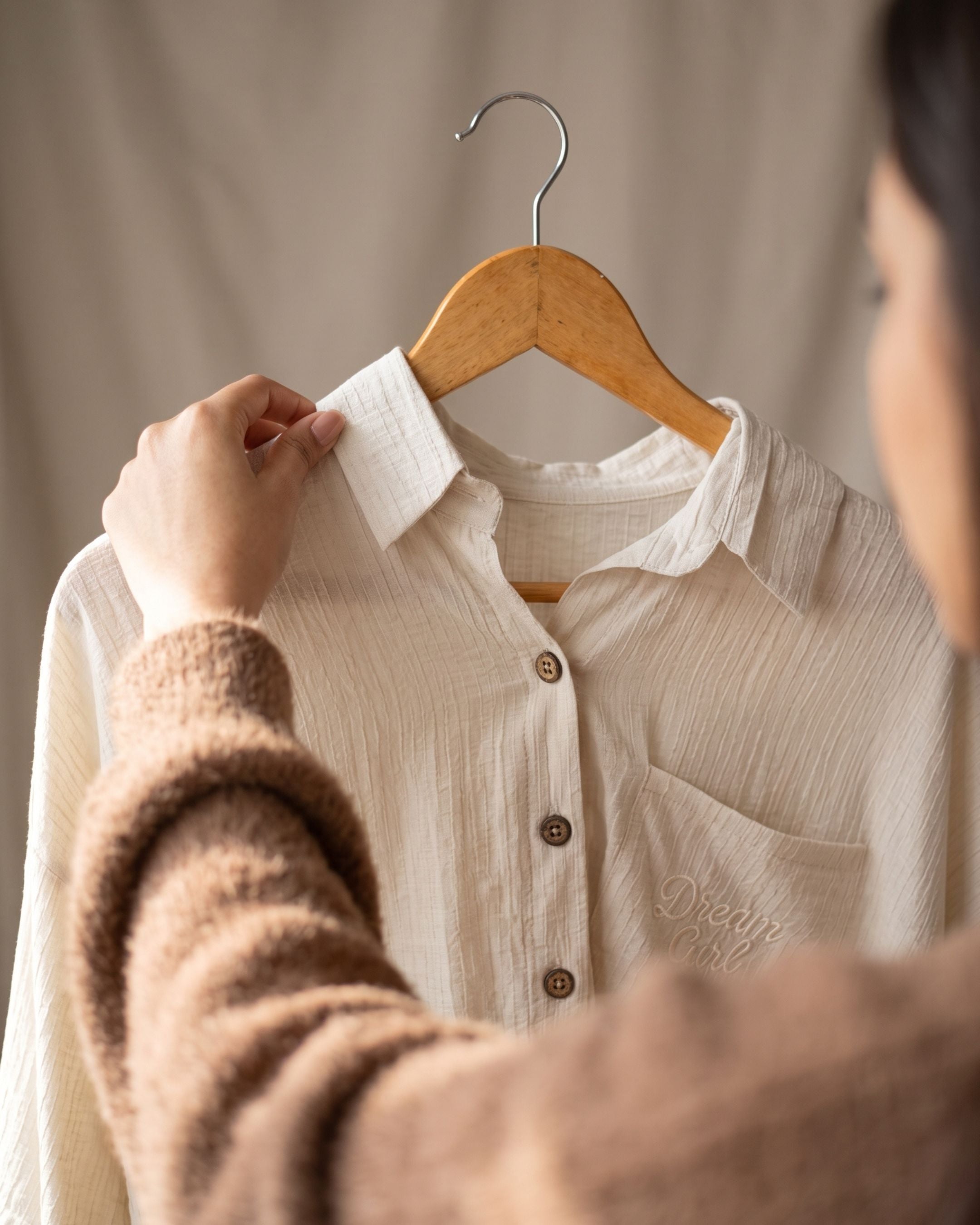 Women's Relaxed "Dream Girl" Embroidered Button-Down Shirt