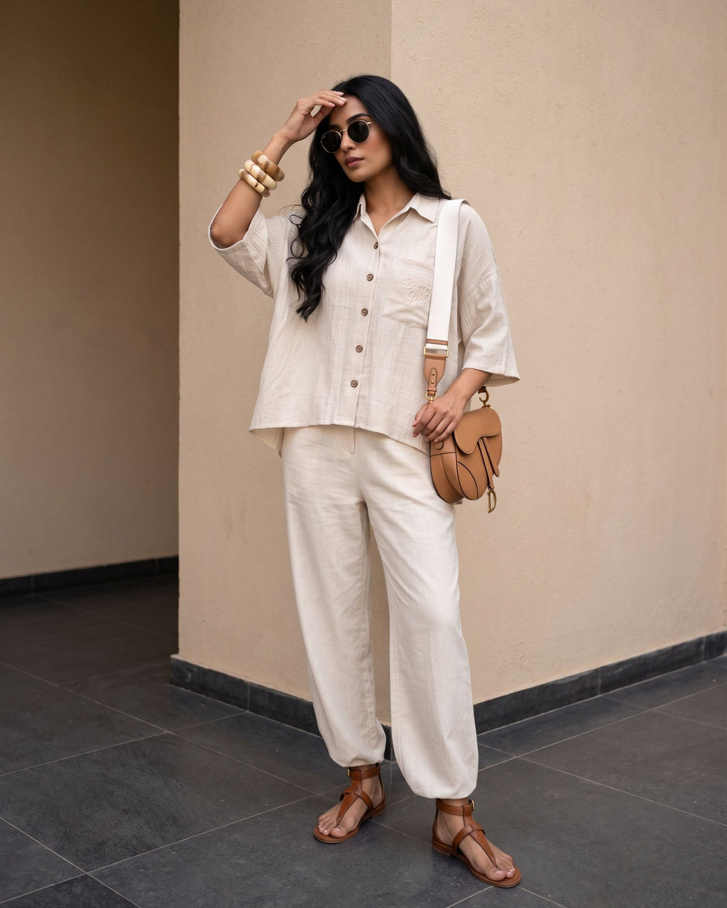 Women's Relaxed "Dream Girl" Embroidered Button-Down Shirt