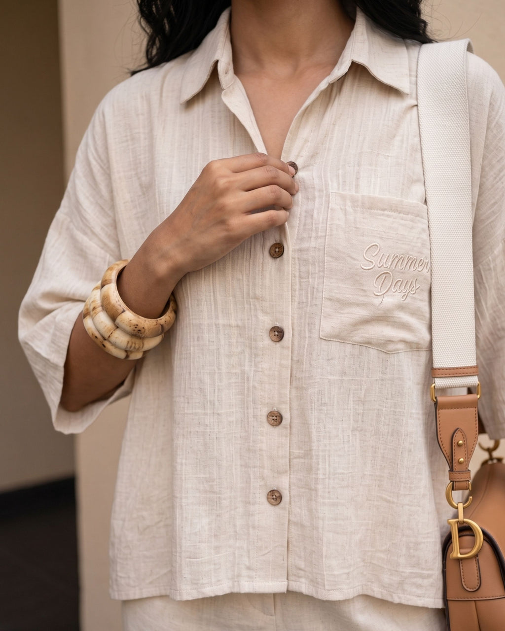 Women's Relaxed "Dream Girl" Embroidered Button-Down Shirt