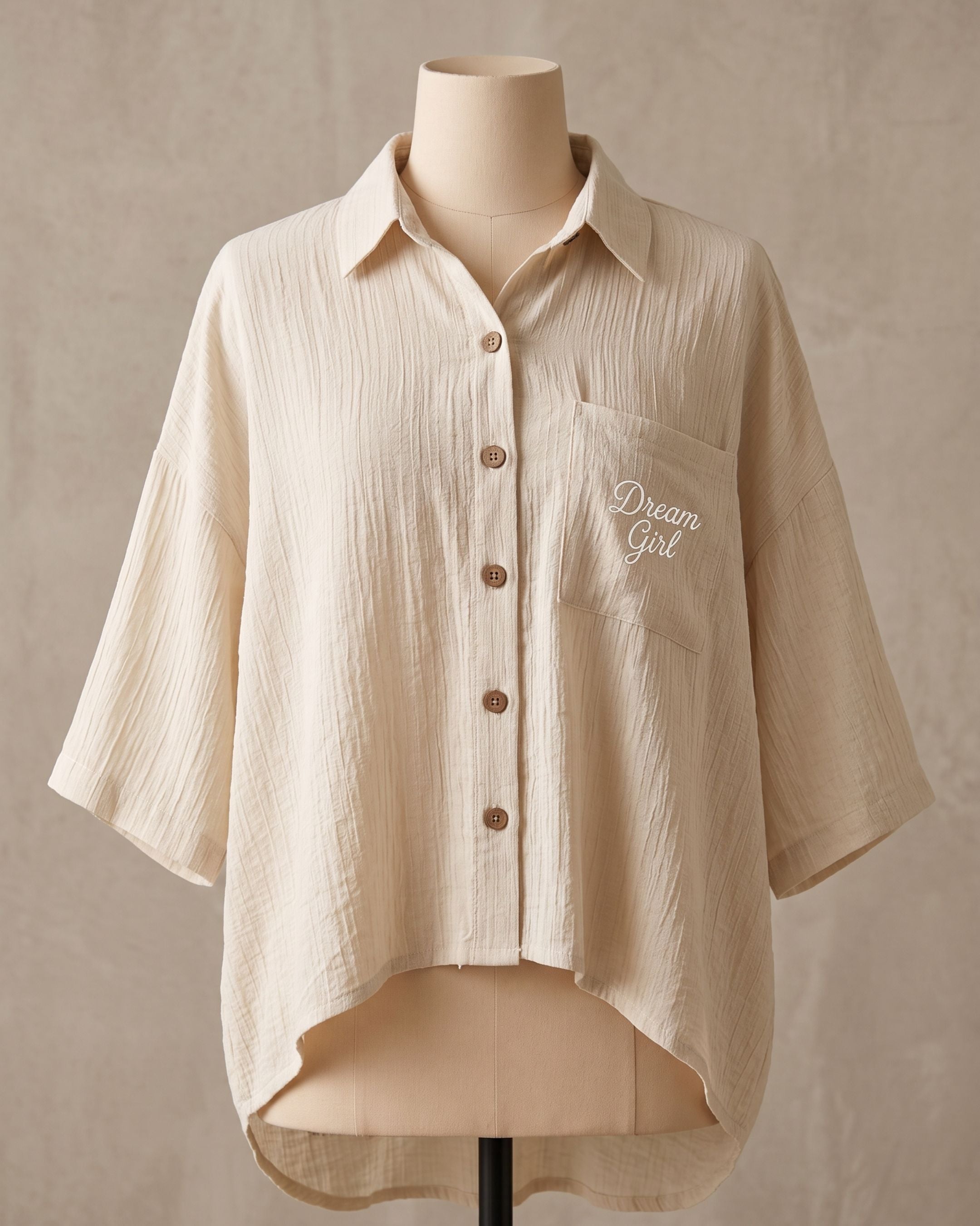 Women's Relaxed "Dream Girl" Embroidered Button-Down Shirt