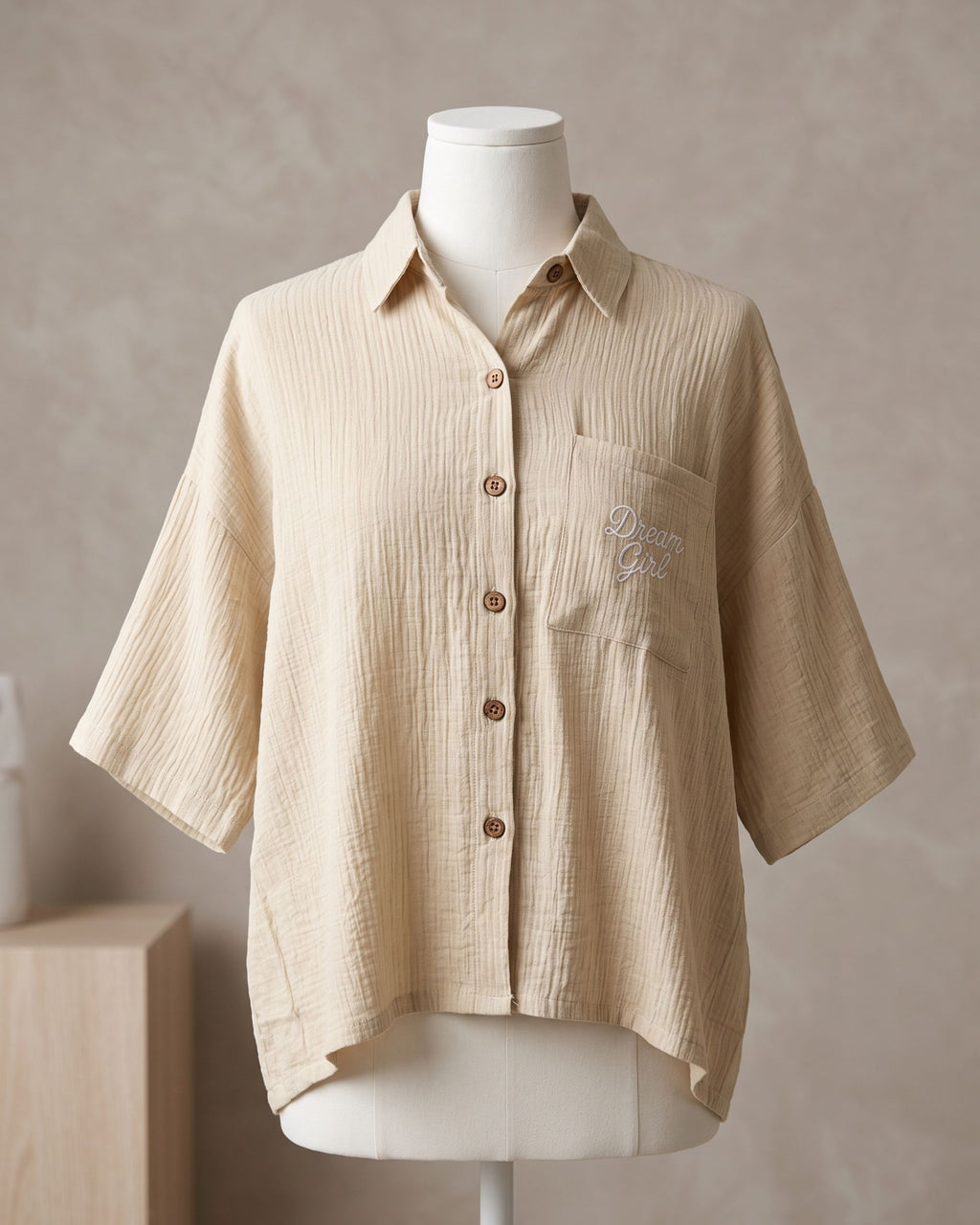 Women's Relaxed "Dream Girl" Embroidered Button-Down Shirt