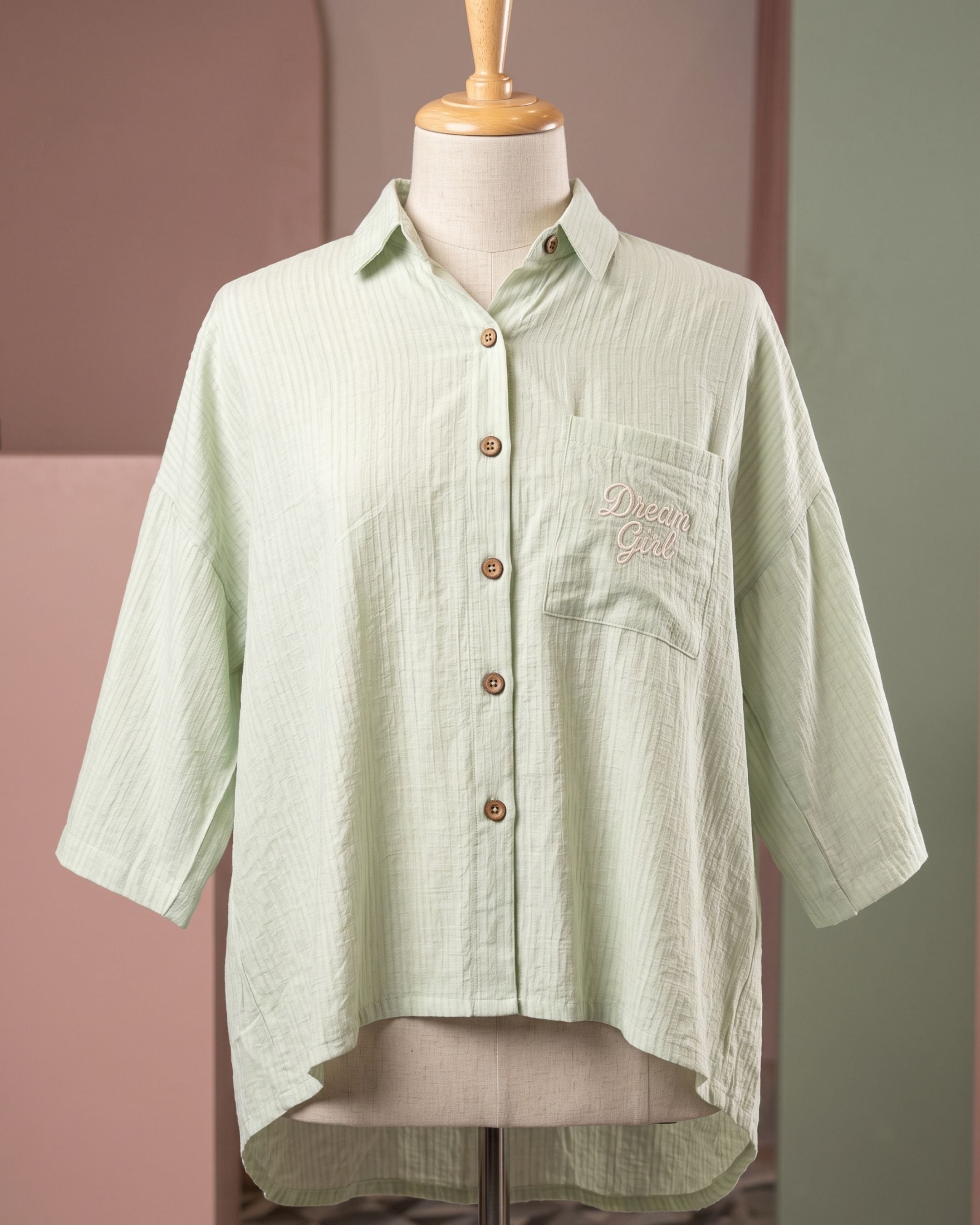 Women's Relaxed "Dream Girl" Embroidered Button-Down Shirt