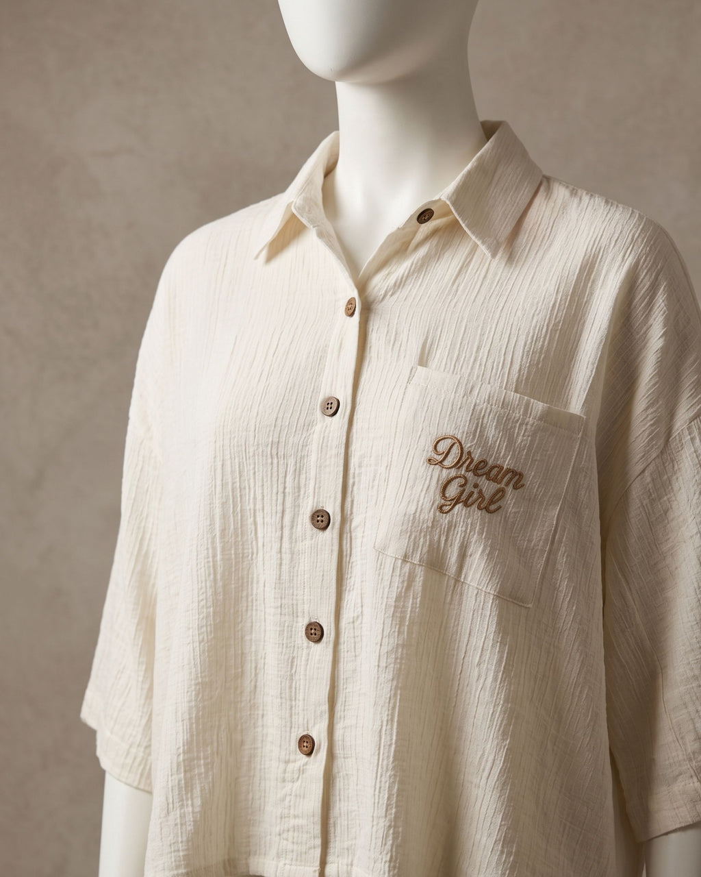 Women's Relaxed "Dream Girl" Embroidered Button-Down Shirt