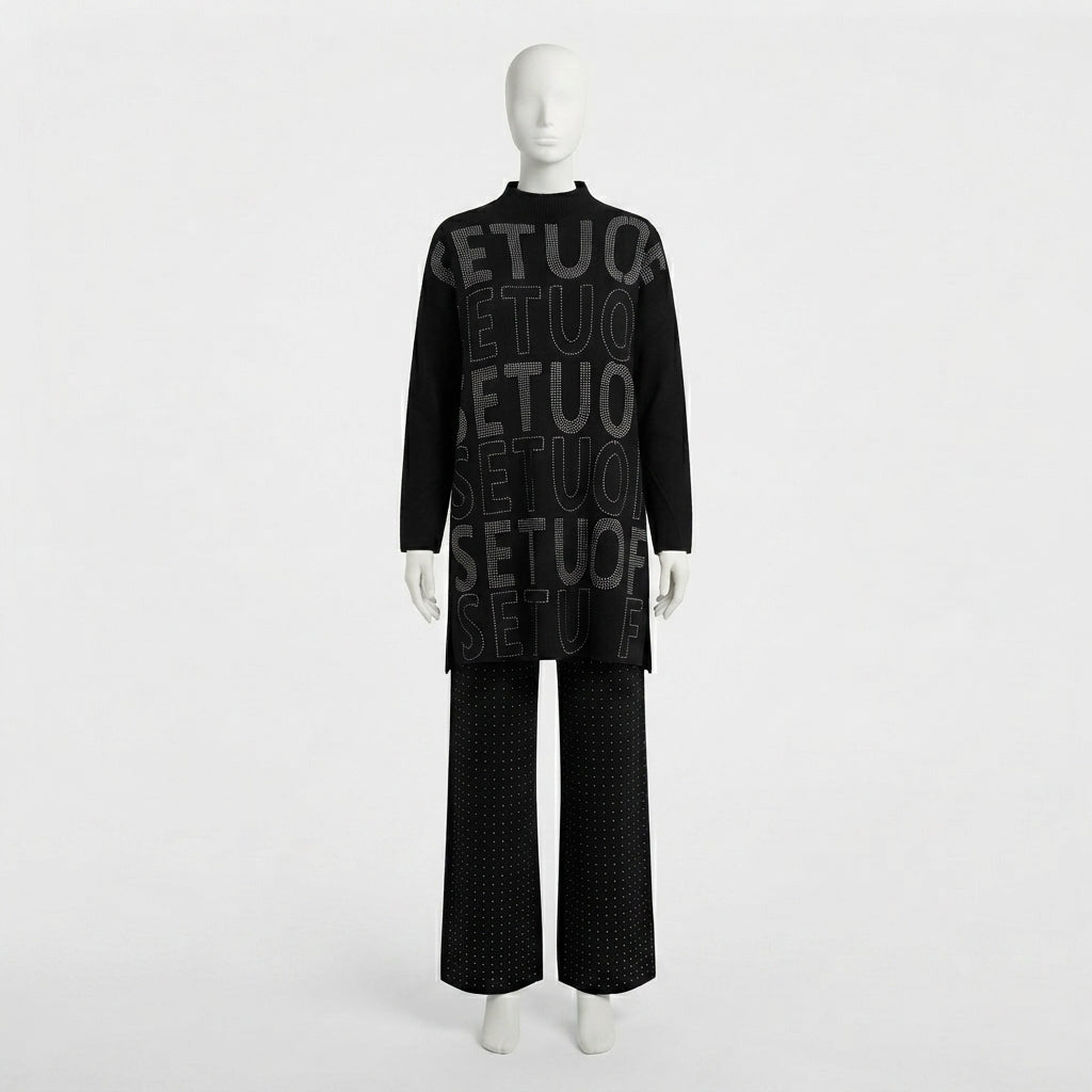 Letter Print Knit Co-ord Set (2088)