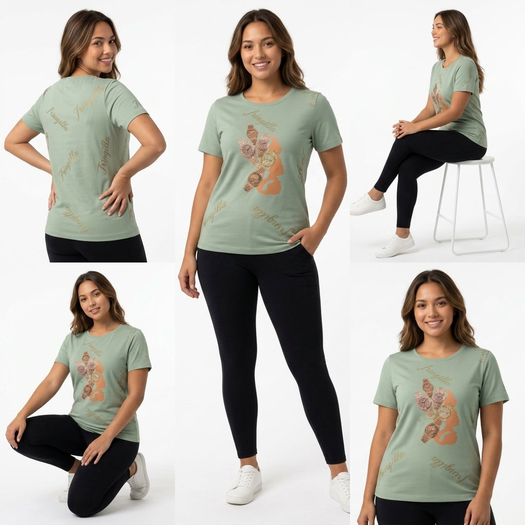 Graphic Print Crewneck Top (509)