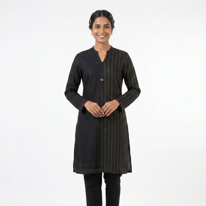 Mandarin Collar Long-Sleeve Tunic (Top-2)