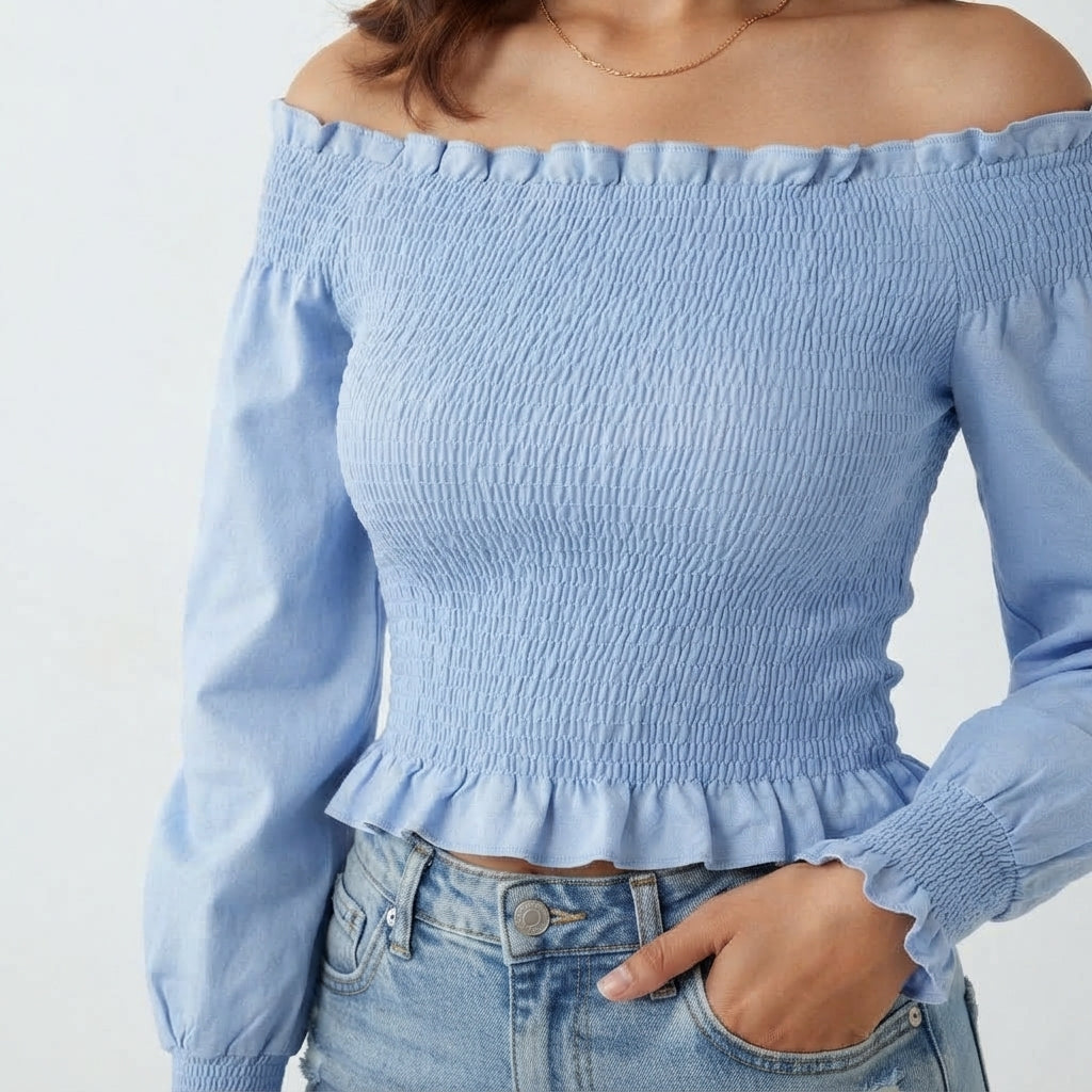 Elasticated Bardot Top (805)