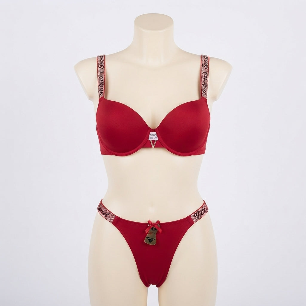 Crystal Logo Band Bra and Panty Set (68-812)