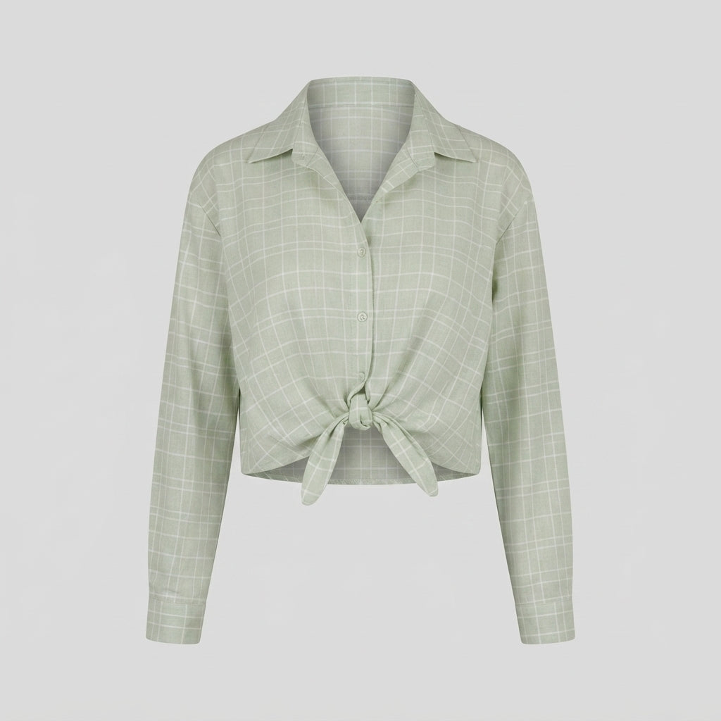 Grid Pattern Crop Top (9606)