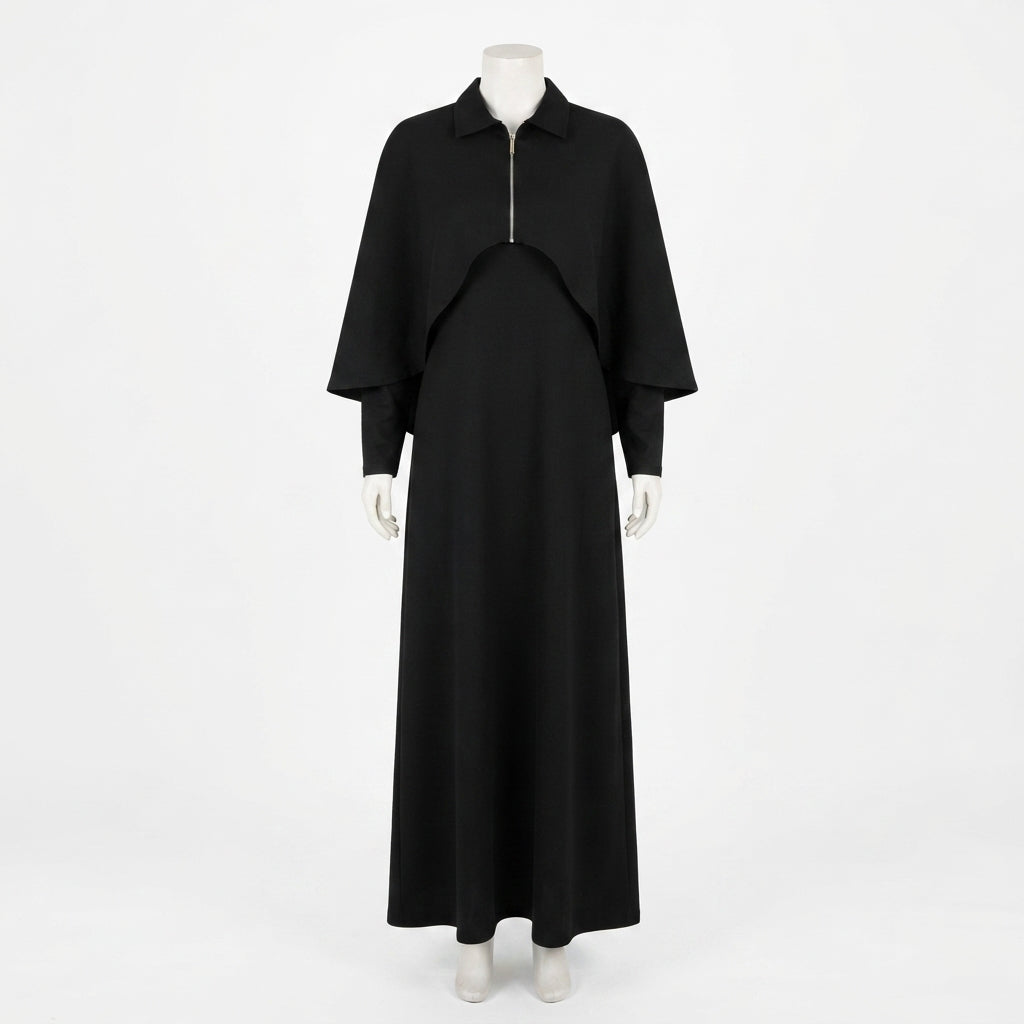 Layered Zip Collared Gown (VG-1719)