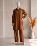 Two-Piece Button-Down Shirt and Trouser Set