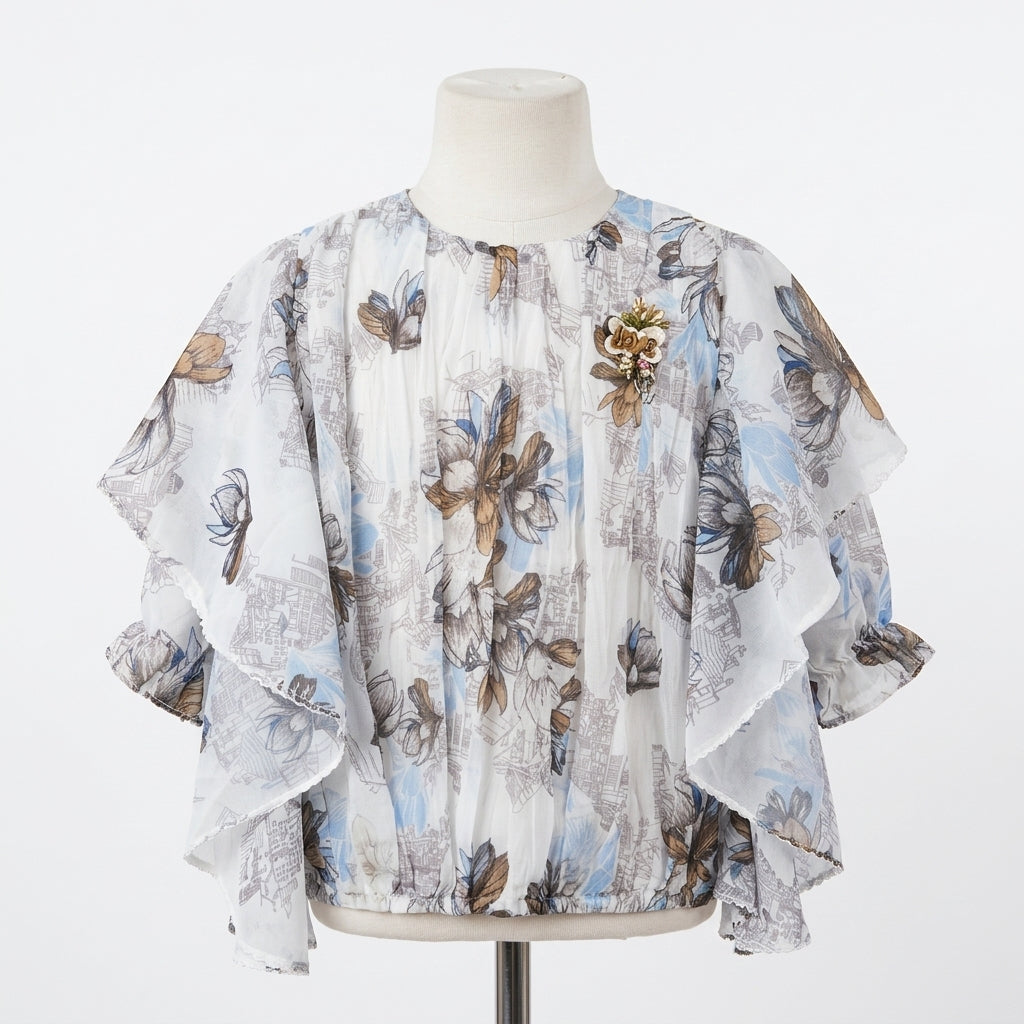 Floral Butterfly Pleated Set (D4802)