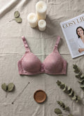 Ribbed Cotton Daily Bra - Red/Gray