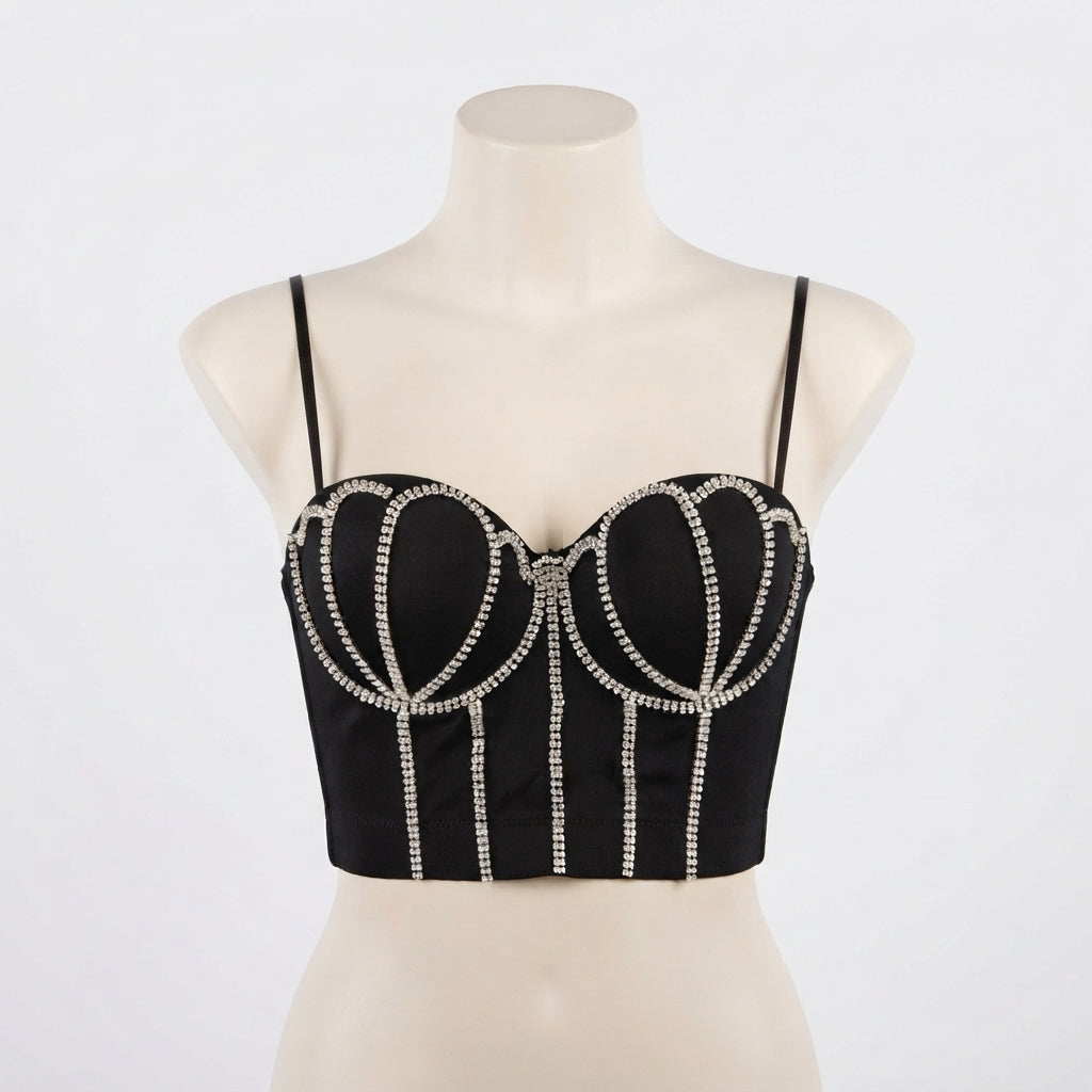 Rhinestone Paneled Cami Corset (9917)