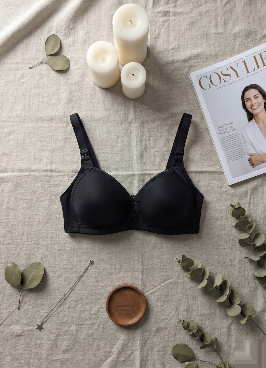 Lace Trim Elegant Bra - Black