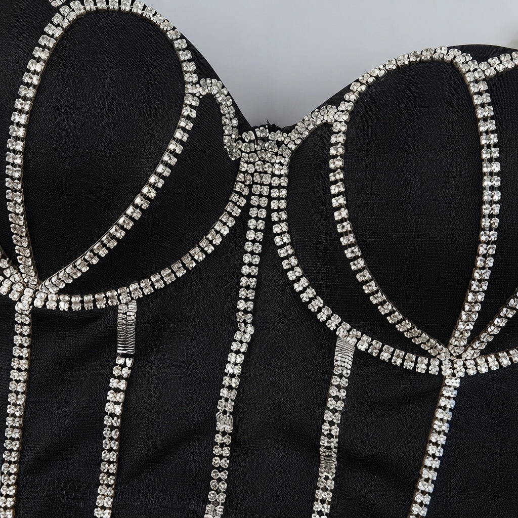 Rhinestone Paneled Cami Corset (9917)
