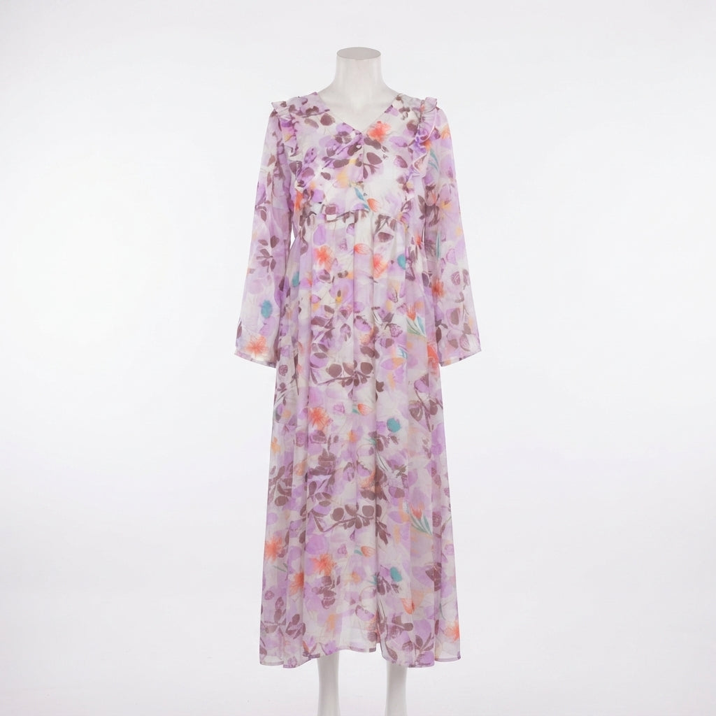 V-Neck Long-Sleeve Gown (A-226)